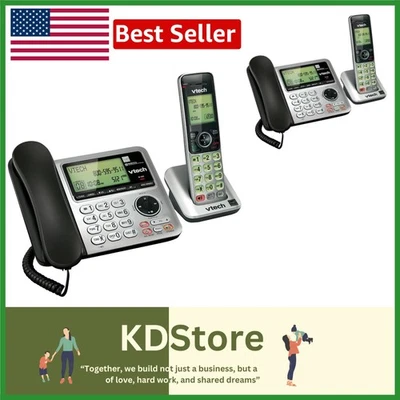 Telefone expansível com fio/sem fio CS6649 DECT 6.0 com identificador de chamadas - Prata/preto - Imagem 1 de 3