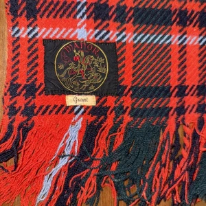 Vintage Woven Tartan Throw Blanket Red Black Rare MANOR Grant Plaid 58x69” - Picture 1 of 4