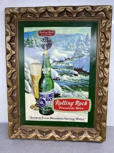 VINTAGE ROLLING ROCK BEER ADVERTISING Plastic SIGN - Picture 1 of 10