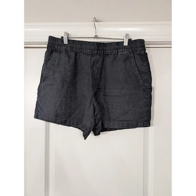 Pantalones Cortos ZARA Negro Lino Pull On Cintura Talla Grande Informal Básicos Playa Ligeros Foto 1 de 4