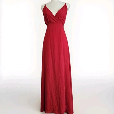 XS Nuevo Maxi Vestido Rojo Abertura Lateral Envolvente Foto 1 de 4