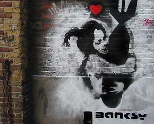 Banksy Hug a Bomb Girl Street art on canvas premium 16 x 20 Print graffiti - Picture 1 of 1