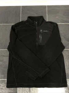 Eddie Bauer 1/4 Zip Pullover Black Polartec Sweater Fleece Men’s Large - Picture 1 of 4