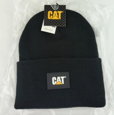 Caterpillar CAT Equipment Hombre Etiqueta Puño Negro Invierno Gorro Gorra Sombrero Logo Foto 1 de 3