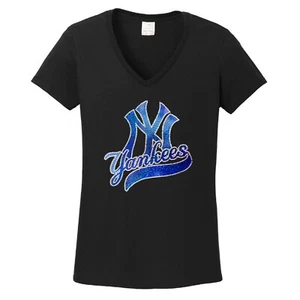 Women's New York Yankees spangle t shirt faux rhinestone lots of sparkle - Picture 1 of 1