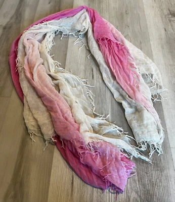 Nueva bufanda de cachemir y seda teñida CHAN LUU rosa fucsia ombre Foto 1 de 4