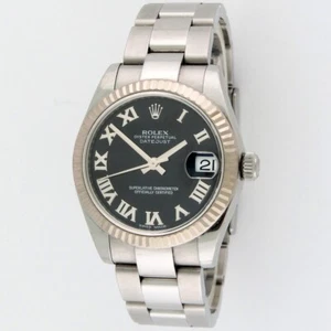 Rolex Datejust 31mm Midsize Ladies SS Random S/N Engraved Bezel Black RN 178274 - Picture 1 of 8