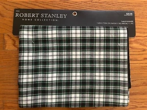 Neu Robert Stanley Tischläufer schwarz/grün/weiß kariert Karo Tartan 14” x 72” - Bild 1 von 5