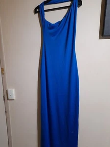 TOUCH OF SILK MAXI DRESS SIZE 12 IN COBALT ONE SHOULDER WITH A LOW BACK... - Picture 1 of 6