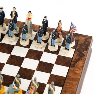 Guerra Civile: Dipinto a Mano Scacchi Set Con Bello Legno Chessboard-Box - Foto 1 di 12