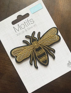 Motivo abeja dorada adornos coser en parches para planchar - Imagen 1 de 7