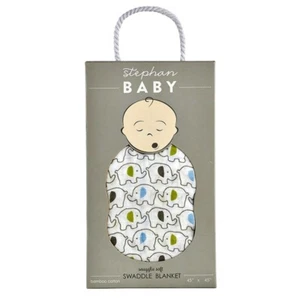 Elephant Bamboo Swaddle Blanket by Stephan Baby Snugglie Soft! - Picture 1 of 2