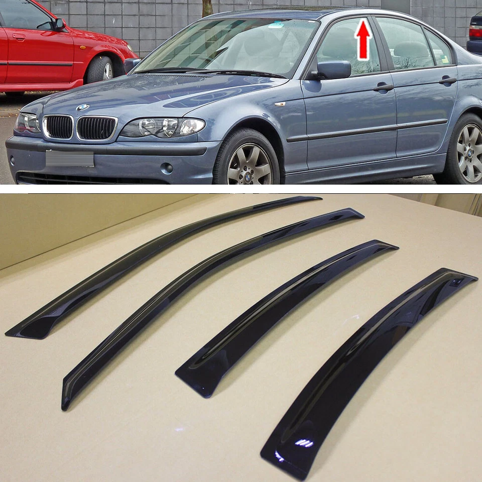 Window Visor Vent Sun Shade Rain Guard 4PCS For BMW E46 Sedan 330xi Foto 1 de 4