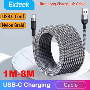 1m-8m Long USB Type C to USB A Fast Charging Data Cable For iPhone 16 15 Samsung - Picture 1 of 13