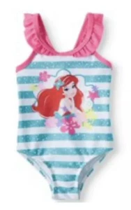 Disney Infantil Niñas Sirenita Ariel Volantes Una Pieza Traje de Baño a Rayas 0-3M - Imagen 1 de 6