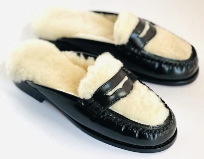G.H. Zapatos Bass & Co. Wynn Mule Weejuns de cuero de oveja negros talla 5-11 Foto 1 de 4