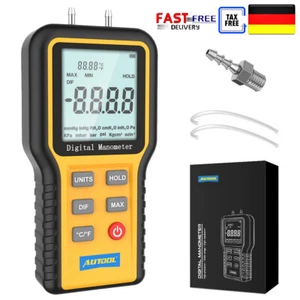 Digital LCD Manometer Dual Port Rohre Druckmesser Luftdruck / Temp Messung Test - Bild 1 von 14