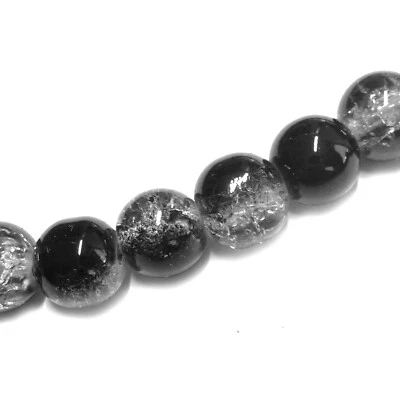 Glasperlen Crackle rund ca. 8 mm schwarz klar ca. 105 Perlen Spacer nenad-design - Bild 1 von 4
