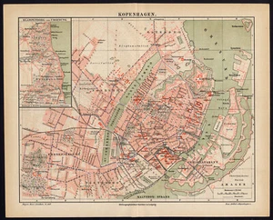 Antique Plan of Copenhagen city in Denmark-Klampenborg und Umgebung-Meyers-1895 - Picture 1 of 1