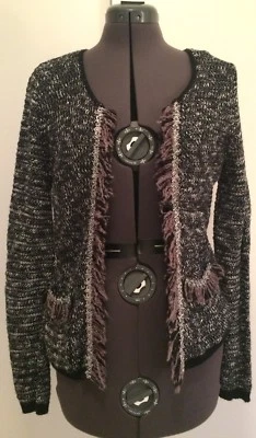 American Rag CIE Womens Black Tweed Cardigan Sweater Long Sleeve  L 100% Acrylic - Image 1 of 4