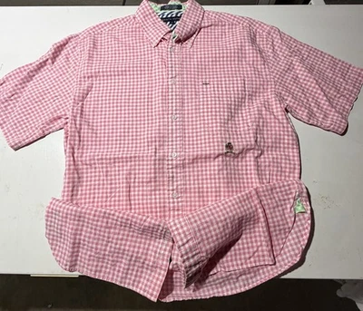 Camisa Tommy Hilfiger Hombre Manga Corta Rosa/Blanco Talla Grande Foto 1 de 4