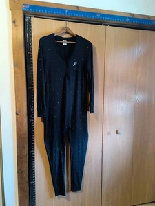 Victoria’s Secret PINK Black Bling Sequin Logo Thermal One Piece PJ Size XXL - Picture 1 of 10