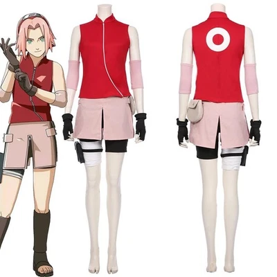 Naruto Shippuden Cosplay Haruno Sakura Conjunto Completo Disfraz Ninja Disfraz Juegos con disfraces Foto 1 de 4