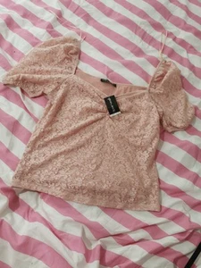 Pink Top Nwt Size 14, Flattering Fit Embroidered - Picture 1 of 5