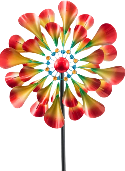 Hilanderos de viento de jardín de patio con luces solares, grandes hilanderos de viento de metal para exteriores Foto 1 de 4