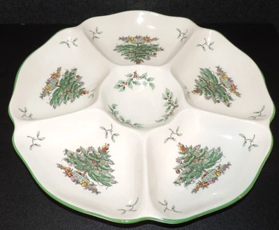 BANDEJA DE SERVIR SPODE ÁRVORE DE NATAL 11,5" REDONDA HORS d'OEUVRES - Imagem 1 de 2