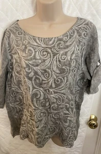 100% Leinen grau Lagenlook Bluse/Tunika Damen XLarge Neu mit Etikett Italy - Bild 1 von 12