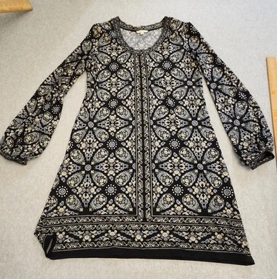 Vestido Max Studio Mujer Grande Negro Boho Cachemira Manga Larga Línea A 7906W69 Foto 1 de 4