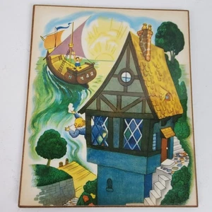 Vintage 1960s Nursery Rhyme Folk ART Print Laminated on Board 9.5x8 Inch (#02) - Picture 1 of 3