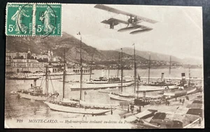 1914 France RPPC Postcard Cover To Magdeburg Germany Hydroplane Taking Off - Picture 1 of 2