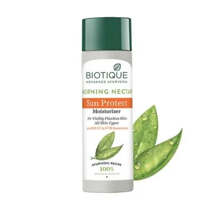 Crema hidratante Biotique Morning Nectar Sun Protect - Elimina manchas - Nutre - 120 ml Foto 1 de 4