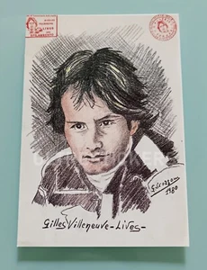 GILLES VILLENEUVE Ferrari LIMITED EDITION 252/1000 cartolina "LIVES" postcard - Picture 1 of 2
