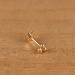 Genuine 9ct Gold Three Dot Trinity Cartilage Screw Back Single Stud Earring Box - Picture 1 of 5