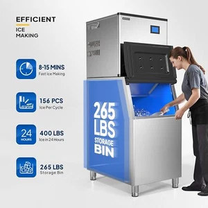 400 lbs Heavy Duty Commercial Bar Food Restaurant Service Ice Maker Cube Machine - Picture 1 of 14