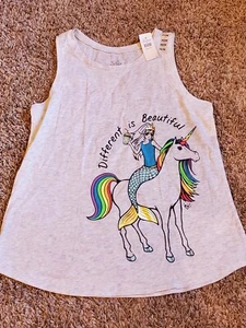 Justice 14/16 Girls Tank Top Mermaid Unicorn Size 14/16 Rainbow New Nwt - Picture 1 of 3
