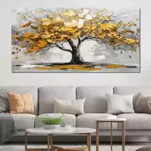 Quadro astratto su tela albero oro murale murale wall art stampa su tela - Foto 1 di 2