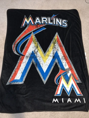 Miami Marlins Team Blanket fleace throw blanket black MLB Cover