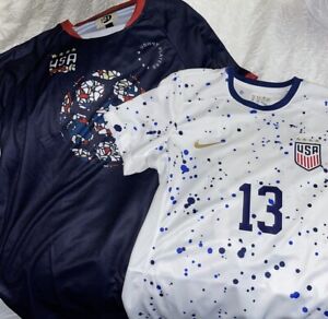 Lot (2) 2023 Alex Morgan #13 USA WOMENS Soccer Jerseys USWNT Size L Nike/round21