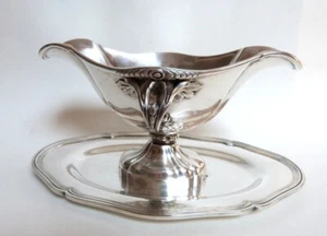 Christofle France Large Silver-Plated Footed Oval Sauce Bowl/Gravy Boat, c. 1890 - Picture 1 of 9