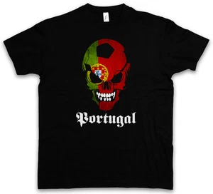 CLASSIC FOOTBALL PORTUGAL SKULL FLAG T-SHIRT – Fußball Fan Hooligan Fahne Flagge - Picture 1 of 2