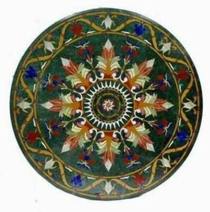 18" Green Marble Coffee Center Table Top Inlay Malachite Mosaic round - Picture 1 of 4