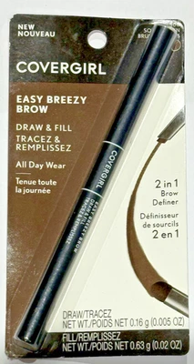 Covergirl Easy Breezy Brow Draw & Fill 2 in 1 Brow Definer #300 Soft Brown - NEW - Image 1 of 2