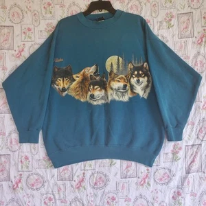 VTG Signal Sports Habitat Sweatshirt Mens XL Wolves Animals Made USA 90s Nature - Picture 1 of 10