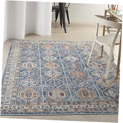  Concierto para el hogar azul bohemio/multi área de 3'9" x 5'9" - alfombra, fácil - limpieza, no  Foto 1 de 4