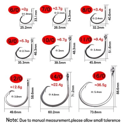 30Pcs 39960 Tuna Circle Fishing Hook Stainless Steel Saltwate Shark Hook 6/0-9/0 - image 1 of 4
