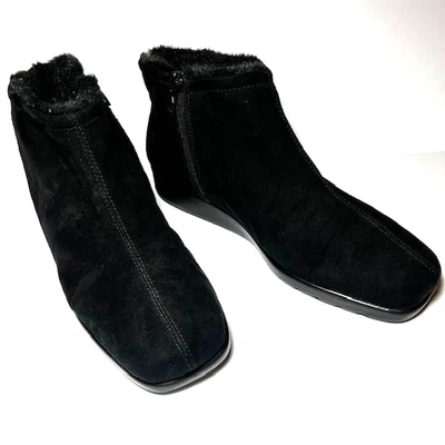 Botines aerosoles para mujer 8,5 M negros de gamuza forrados de piel de piel de piel con cremallera Foto 1 de 4